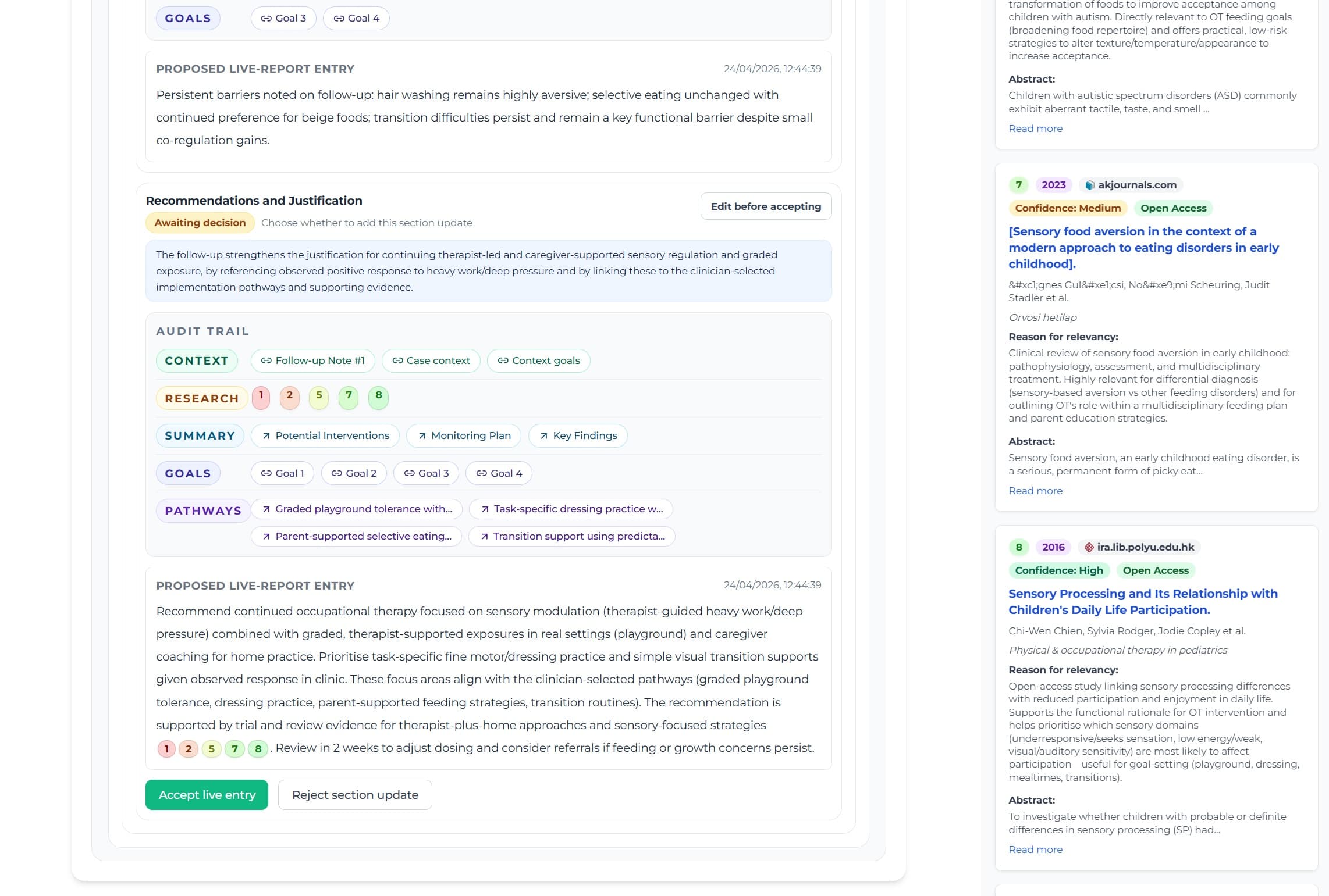 SYMALA follow-up notes and live report drafting workspace